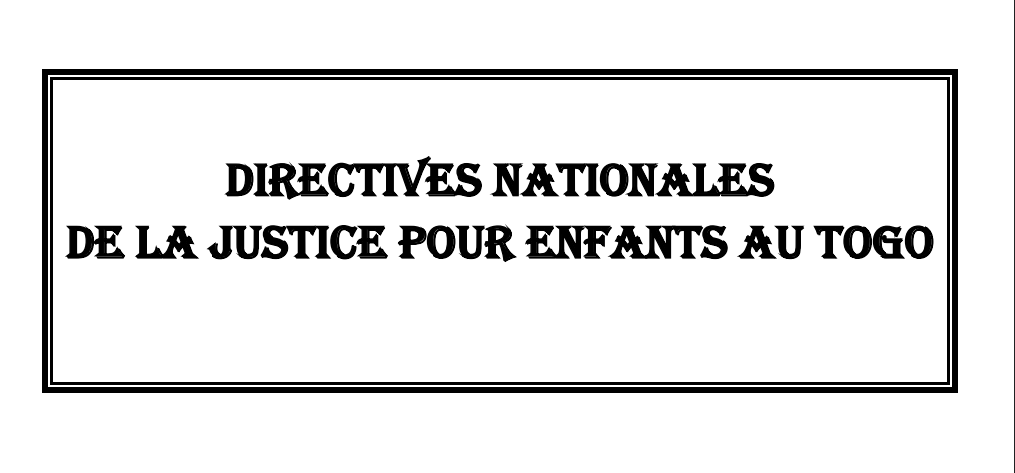 Directives nationales de la justice pour enfants au Togo